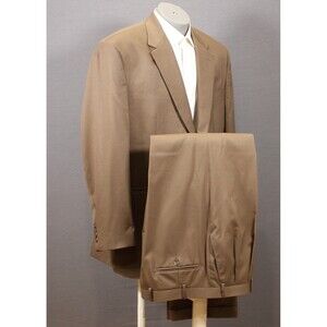 Chaps 2 Piece Suit Men 2 Button Brown Wool 48R Pleated Fronts 36" Waist